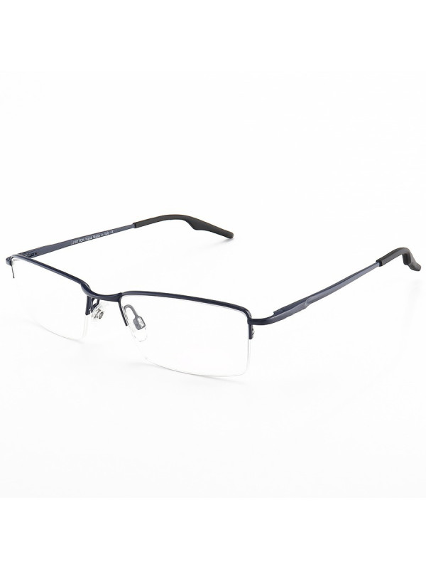 Armação de Óculos Retangular Meio Aro Wingback Azul