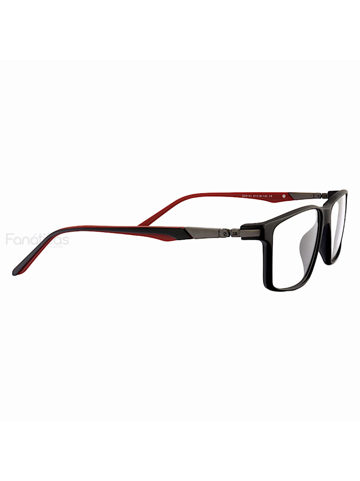 Armação de Óculos Retangular Molas 180 C5 GZ9141 Preto e Vermelho