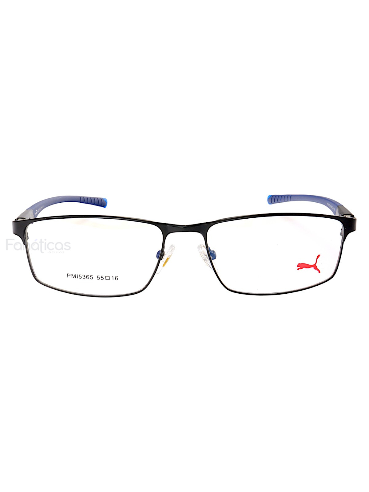 Armação de Óculos Retangular Puma PM15365 C1-2 Preto e Azul