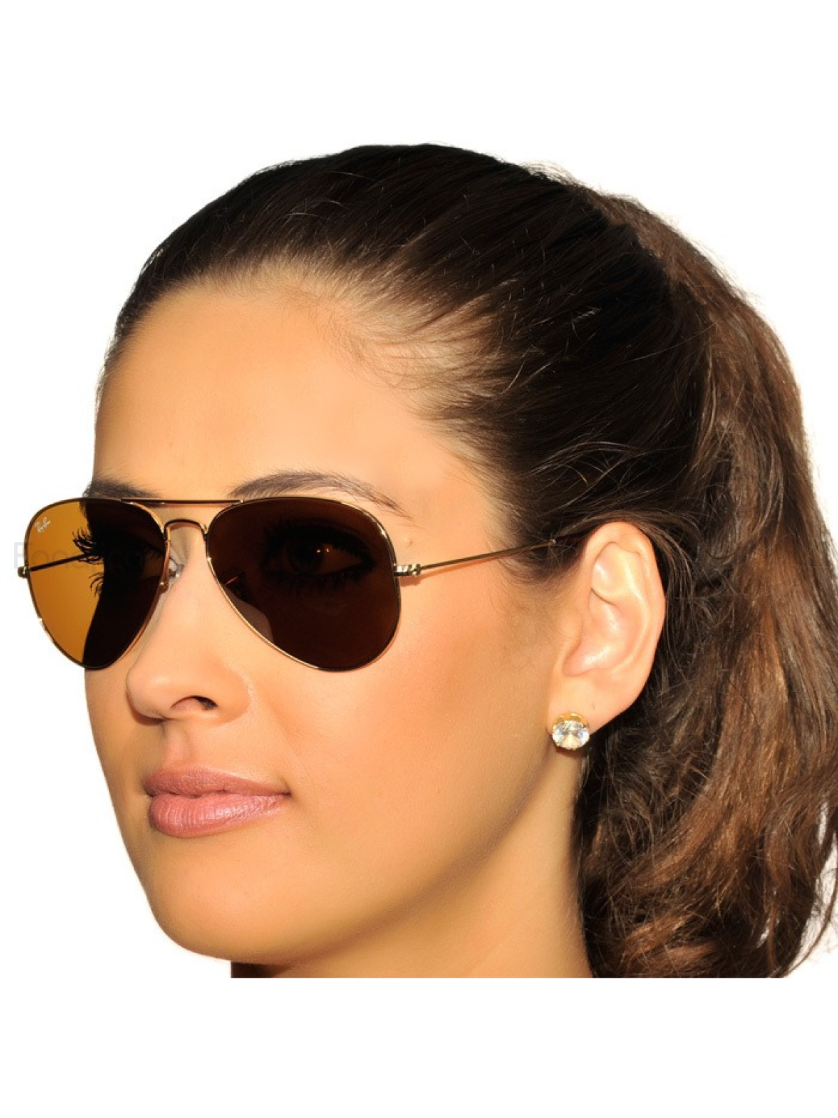Óculos de Sol Aviador Dourado com Lente Toda Marrom 