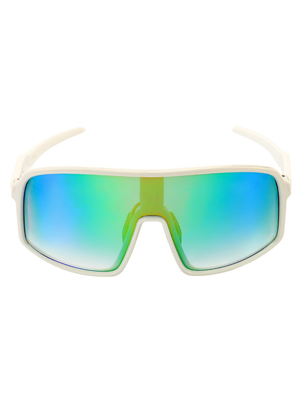 Óculos De Sol Esportivo Cougar Branco e Lente Verde Espelhada