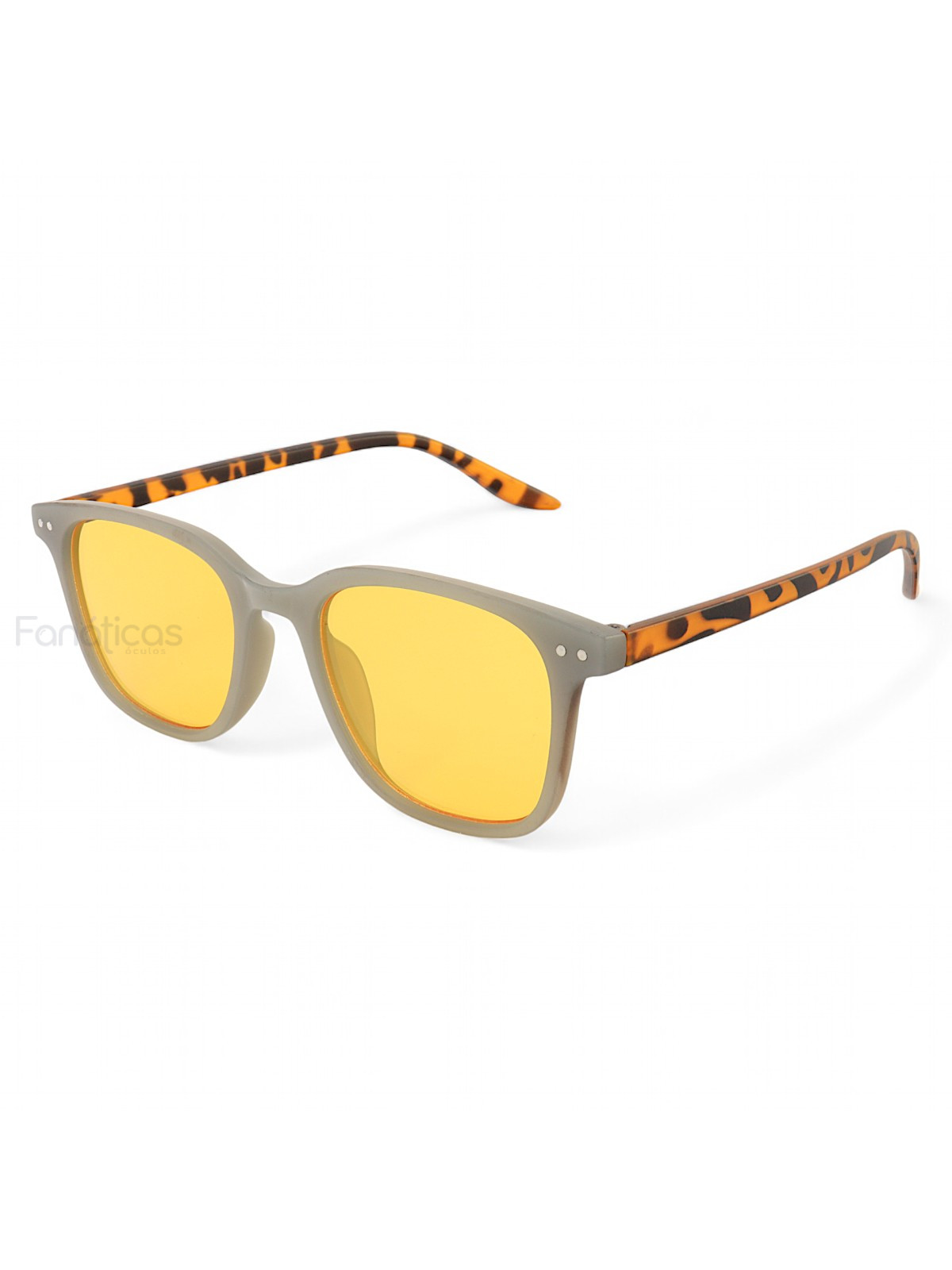 Óculos De Sol Quadrado Catar Cinza e Amarelo