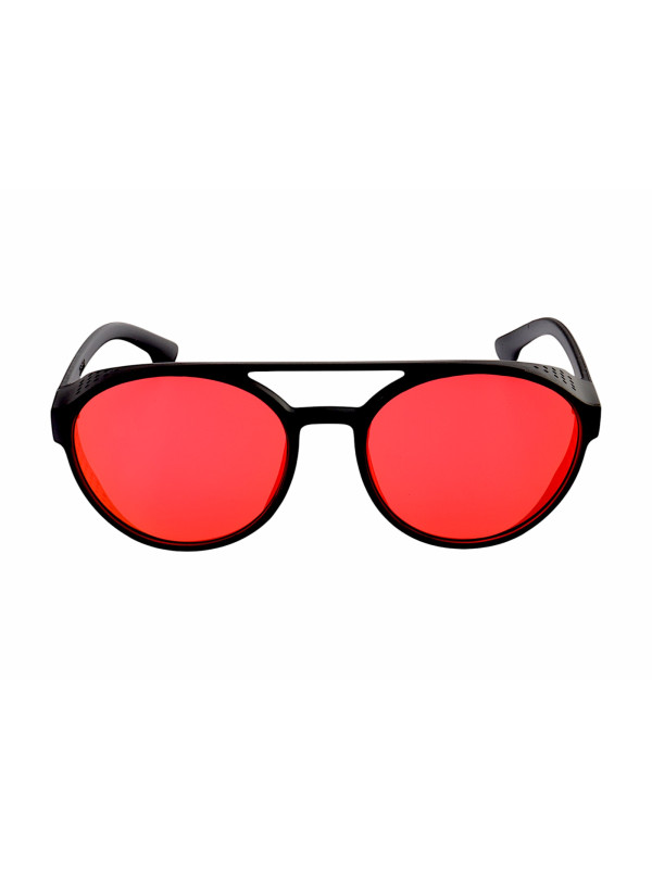 Óculos De Sol Redondo Punk Preto e Vermelho