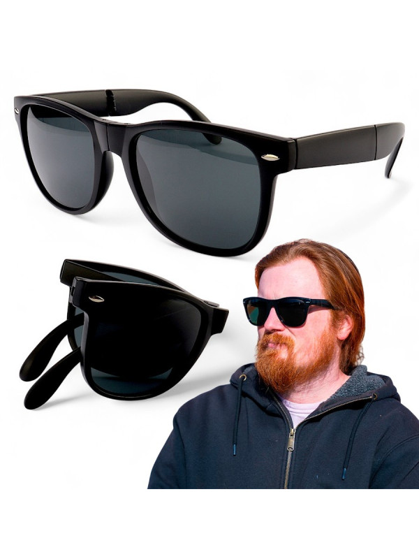 Óculos De Sol Wayfare Folding Dobrável Preto Fosco e Lente Preta