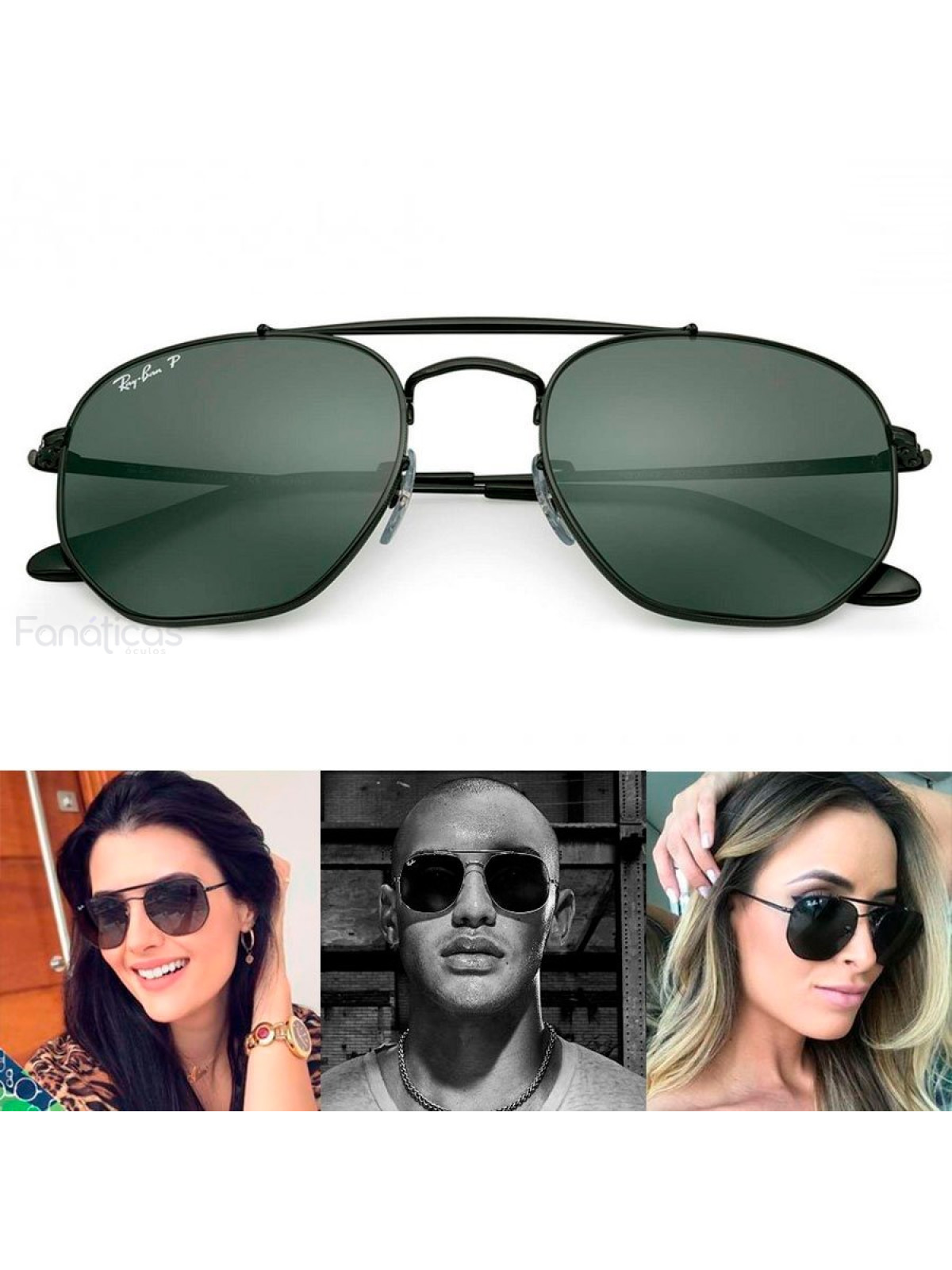 Oculos Hexagonal Marshal -  Preto e Lente G15 RB3648