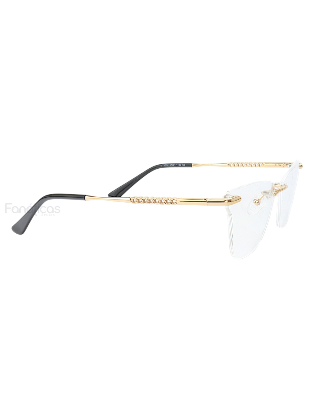 Armação de Óculos Gatinho Balgriff MT8038 Dourado e Preto