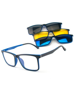 Armacao de Óculos Clipon RB2088 3 Lentes Preta e Azul