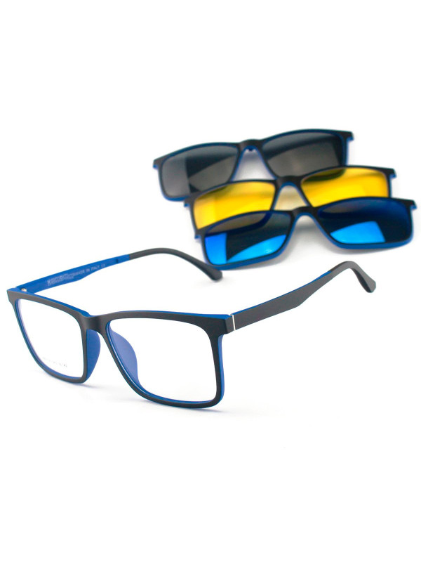 Armacao de Óculos Clipon RB2088 3 Lentes Preta e Azul