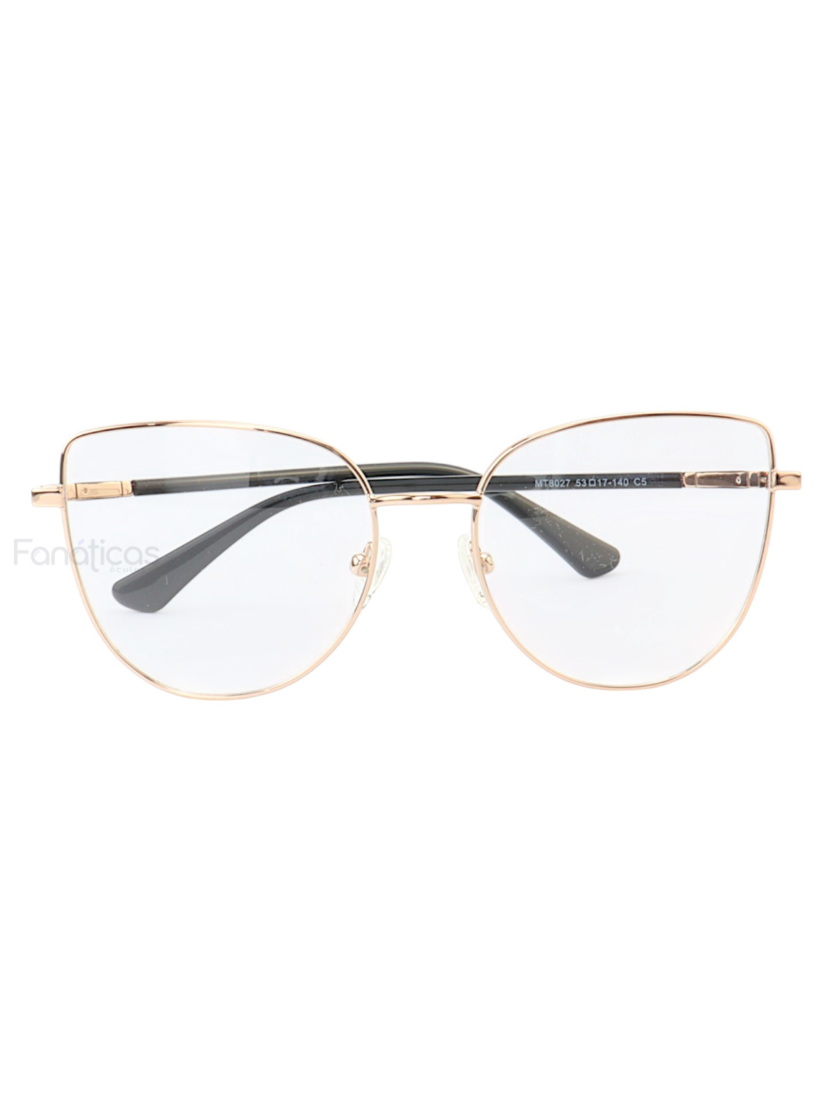 Armação de Óculos Gatinho MT8027 Dourado e Preto