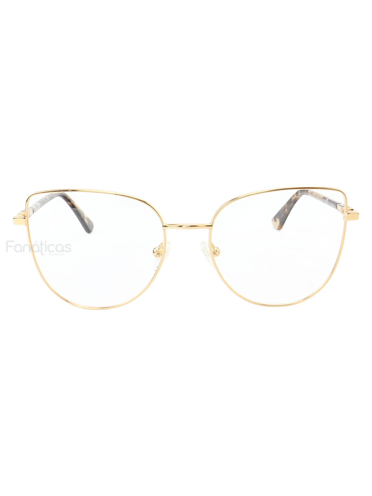 Armação de Óculos Gatinho MT8027 Dourado e Tartaruga Claro
