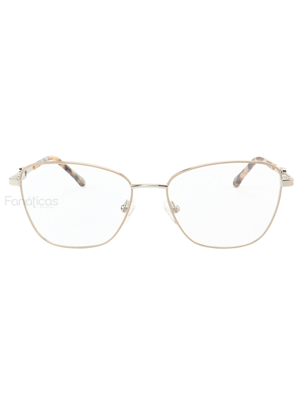 Armação de Óculos Gatinho MT8055 Prata Gold e Nude