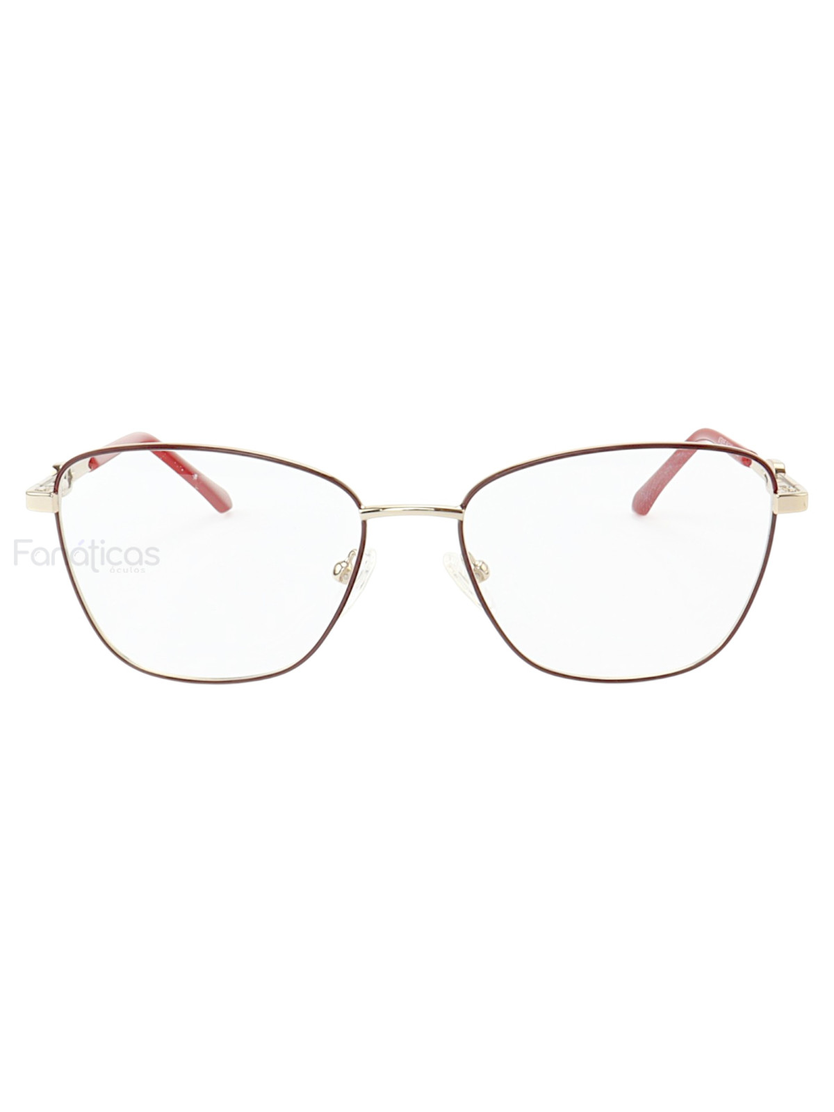 Armação de Óculos Gatinho MT8055 Prata Gold e Vermelho