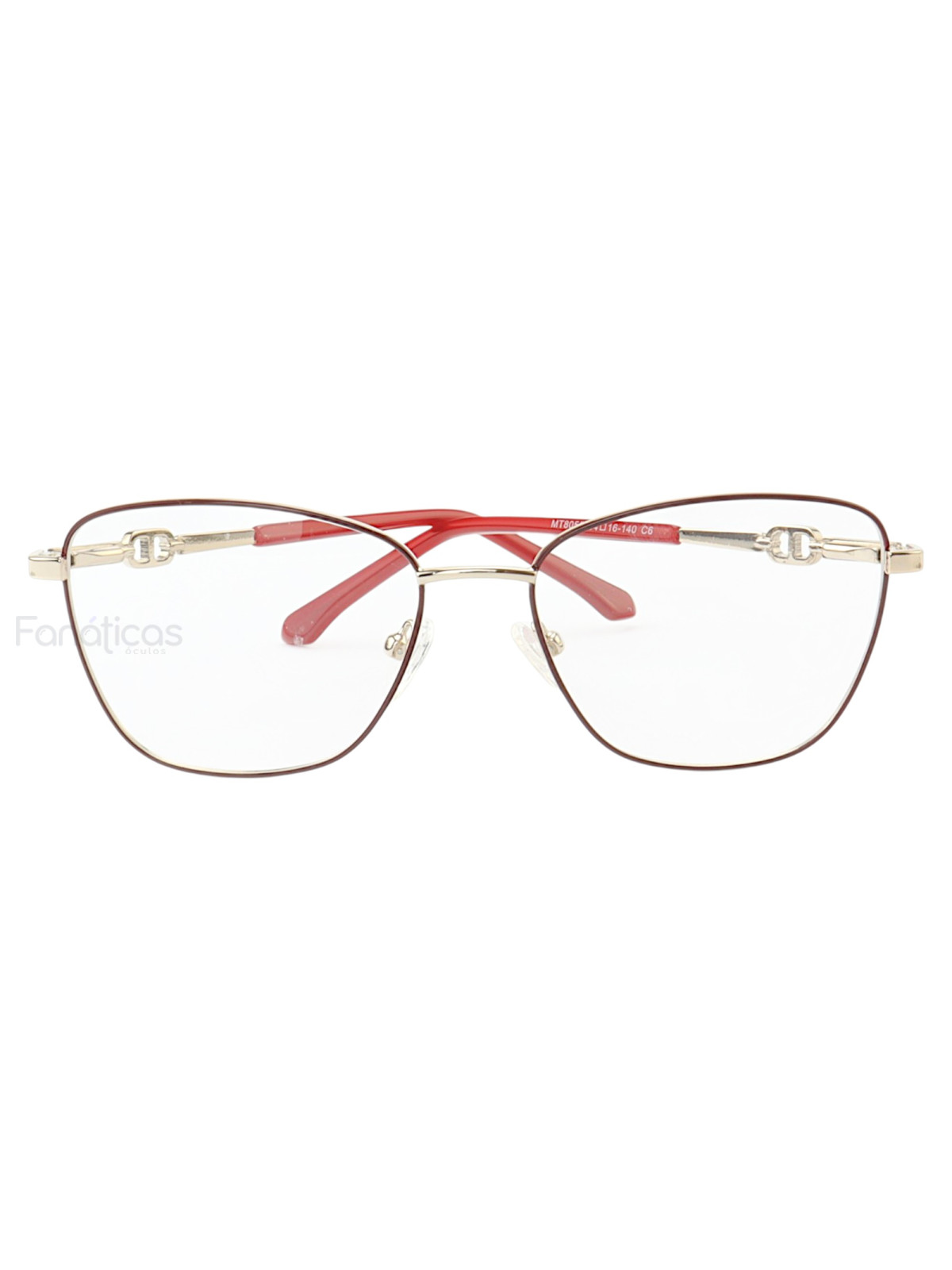 Armação de Óculos Gatinho MT8055 Prata Gold e Vermelho