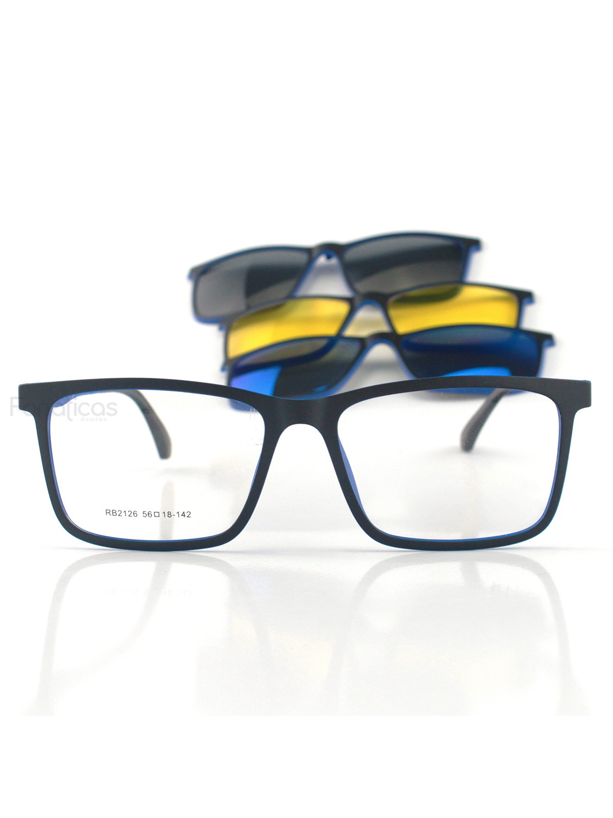 Armacao de Óculos Clipon RB2126 3 Lentes Preta e Azul
