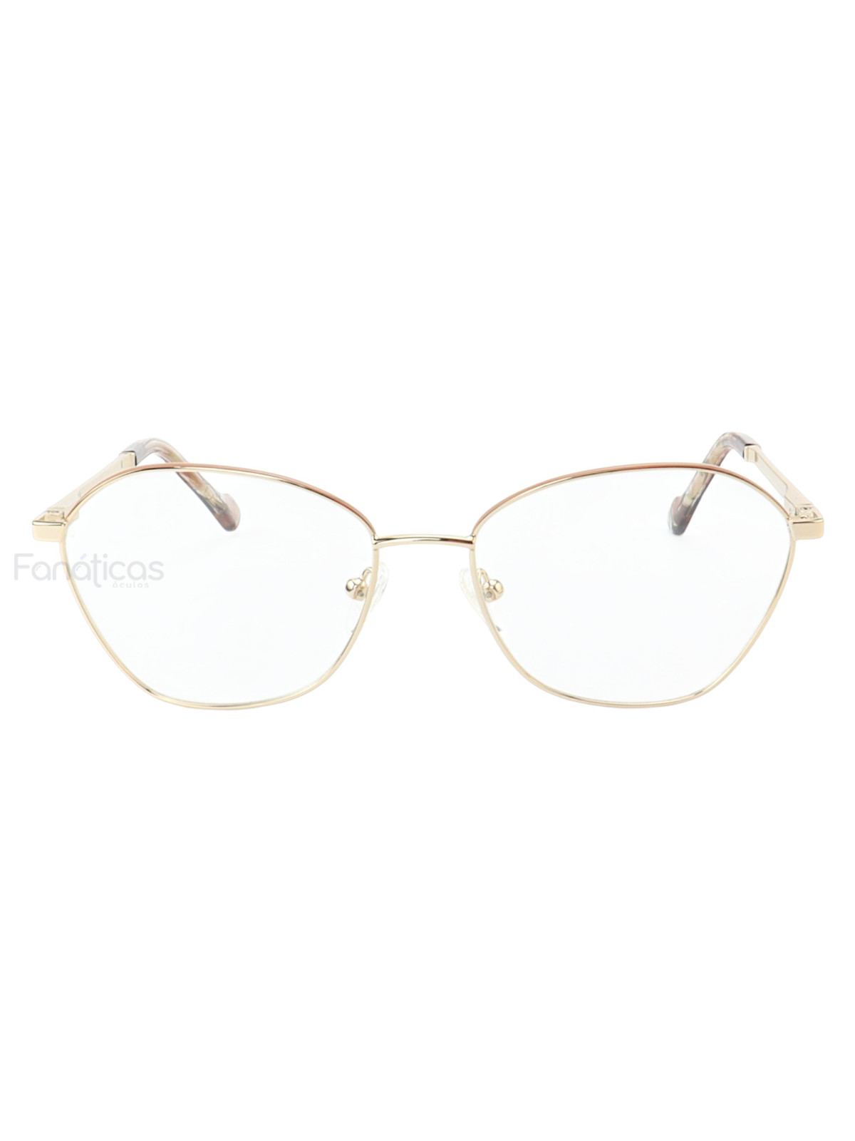 Armação de Óculos Oval MT8021 Dourado e Nude