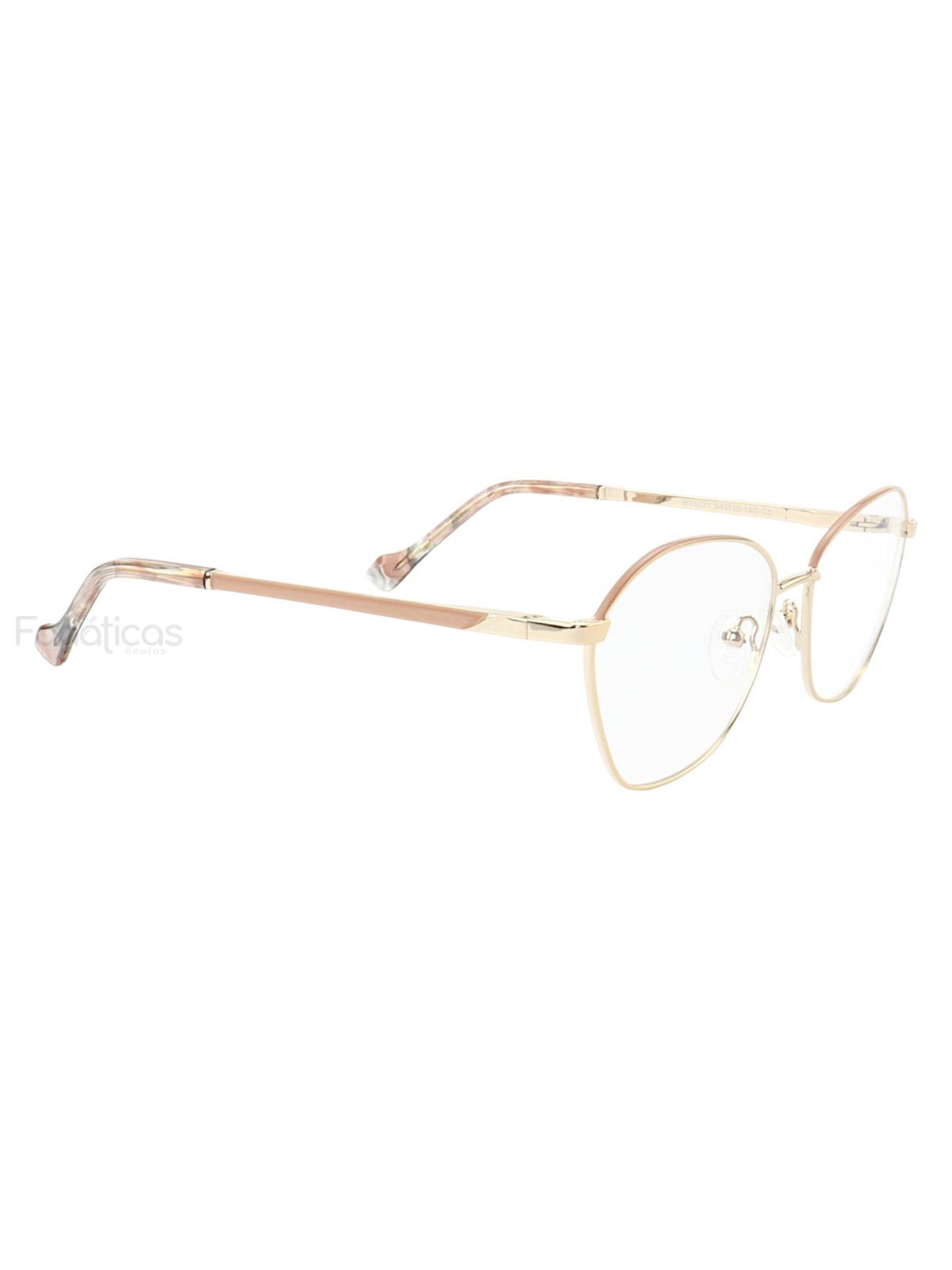 Armação de Óculos Oval MT8021 Dourado e Nude