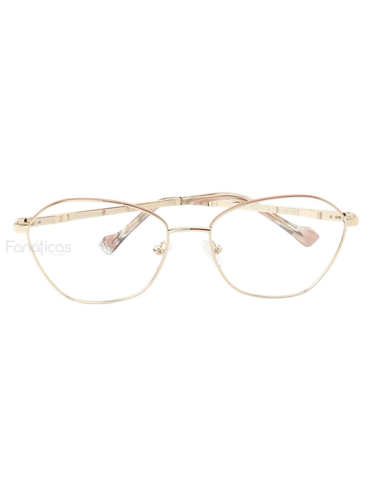 Armação de Óculos Oval MT8021 Dourado e Nude