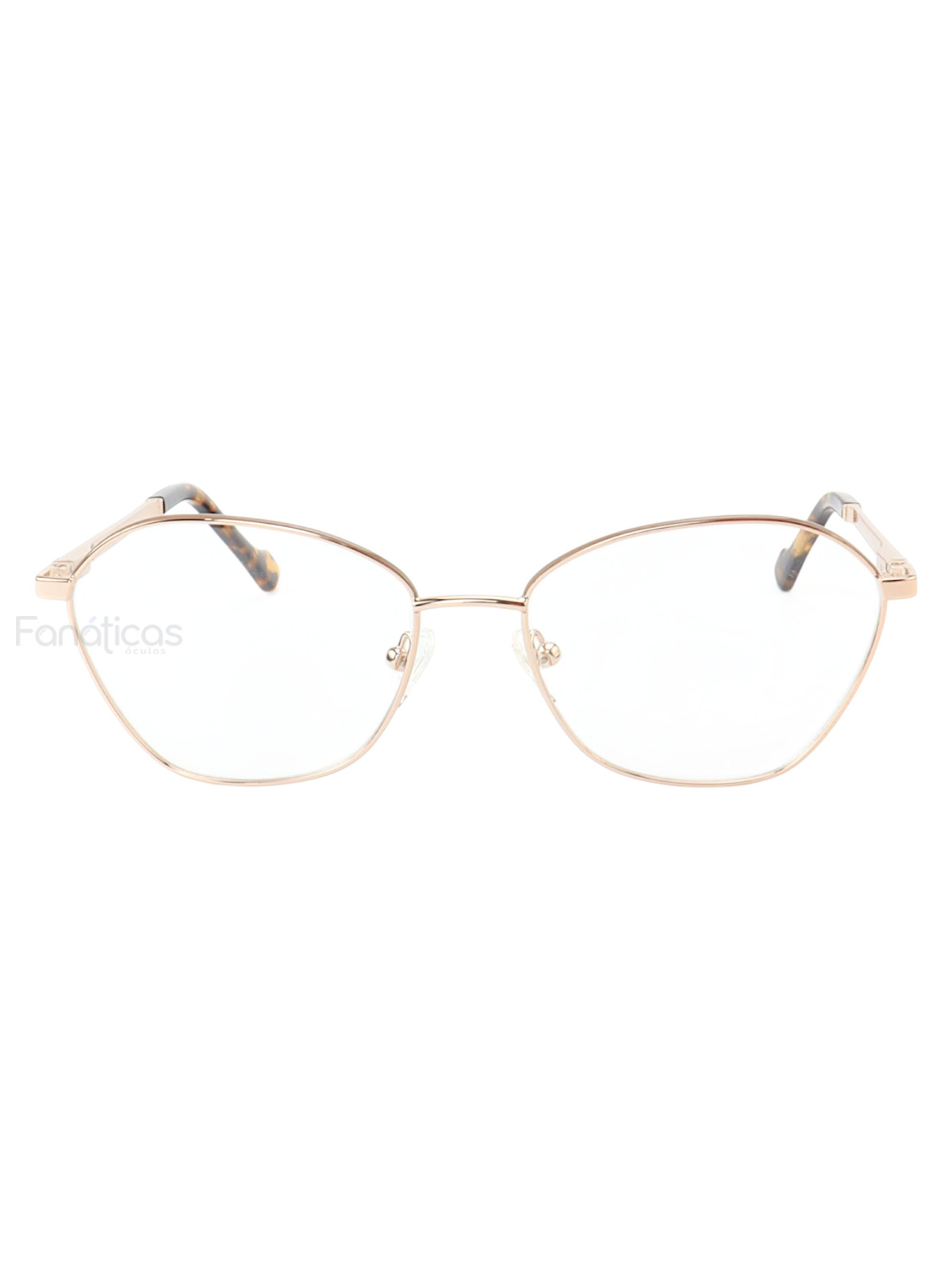 Armação de Óculos Oval MT8021 Dourado e Nude Tartaruga