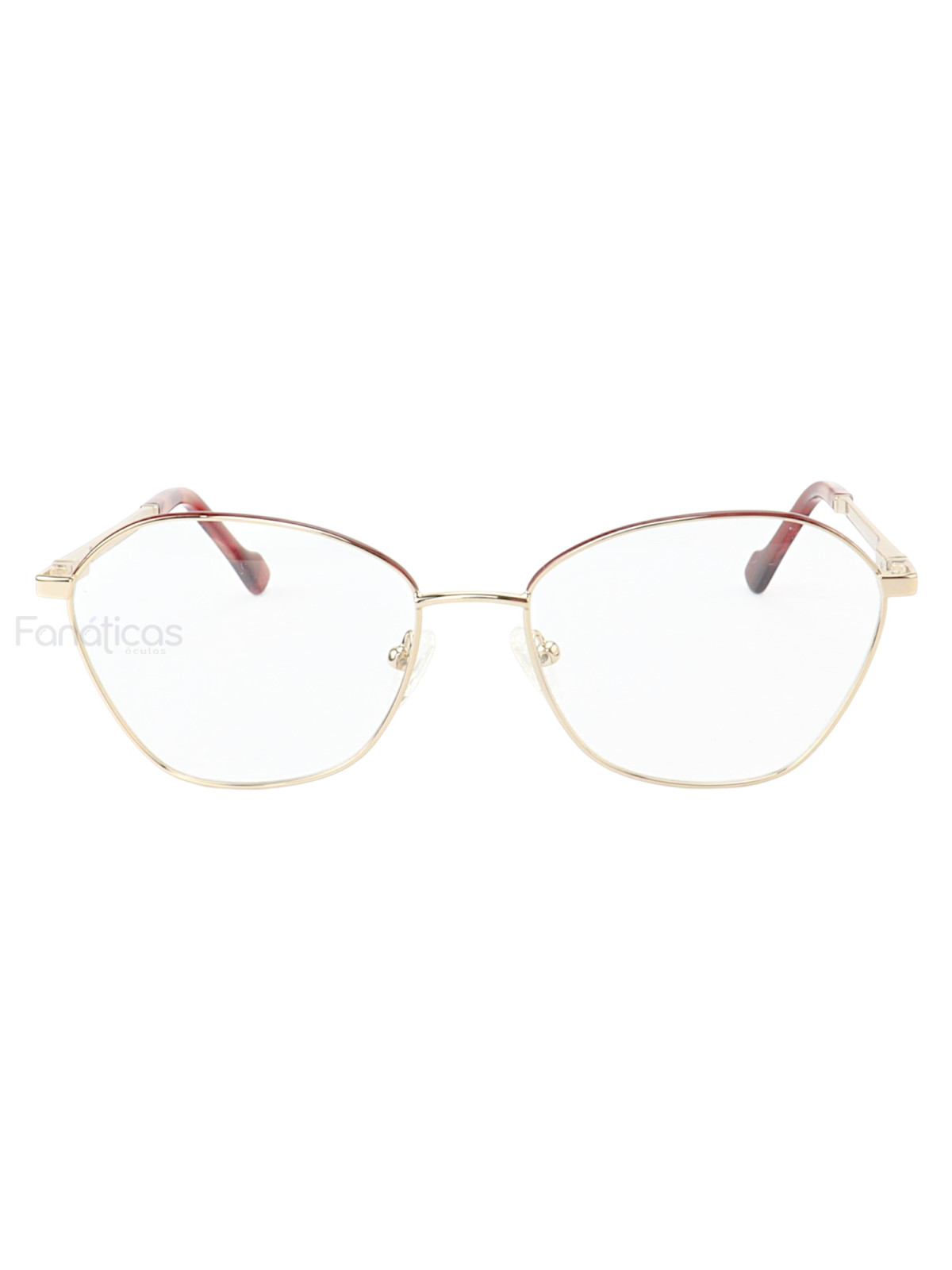 Armação de Óculos Oval MT8021 Dourado e Vinho