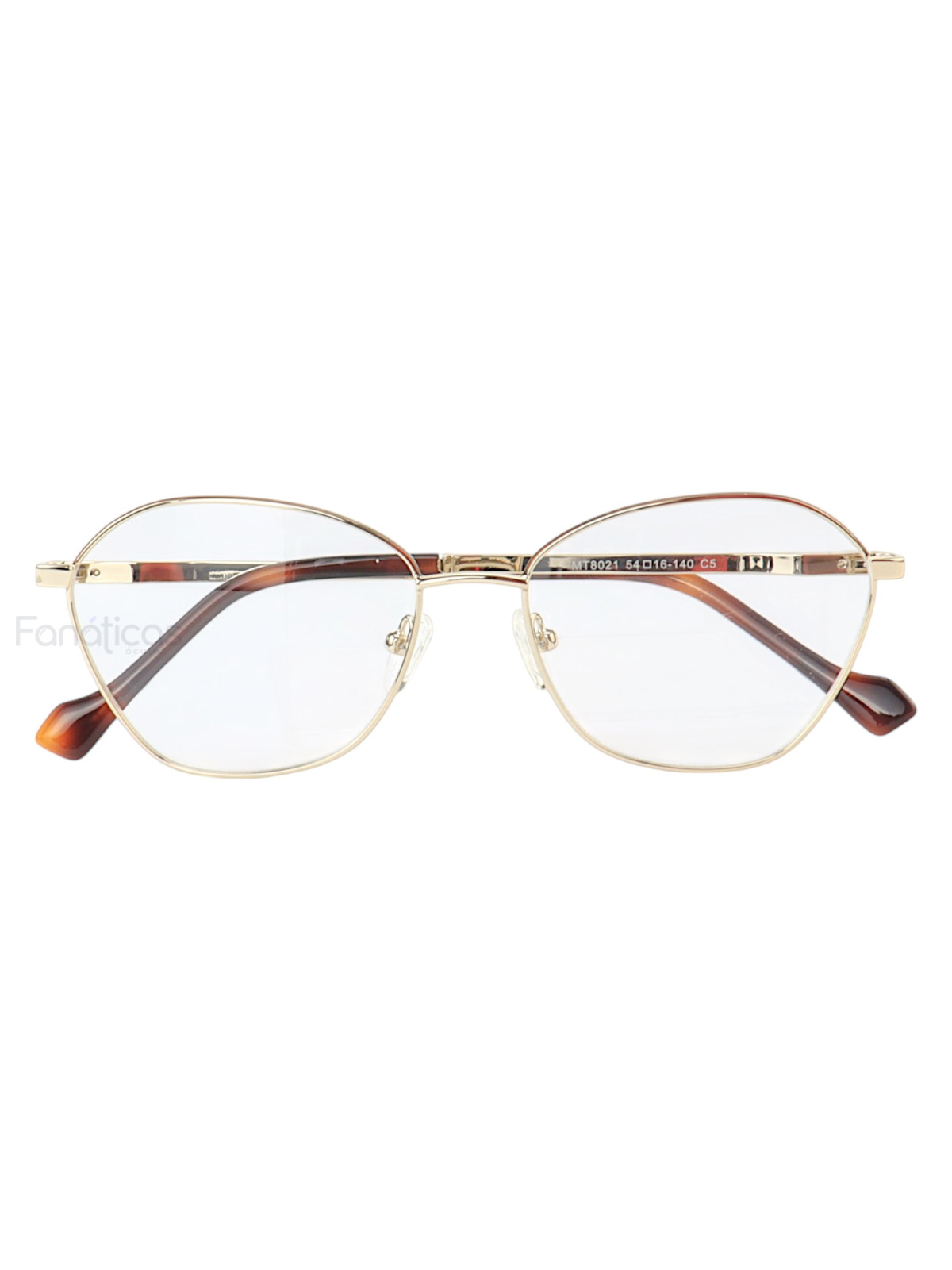 Armação de Óculos Oval MT8021 Dourado Marrom Tartaruga