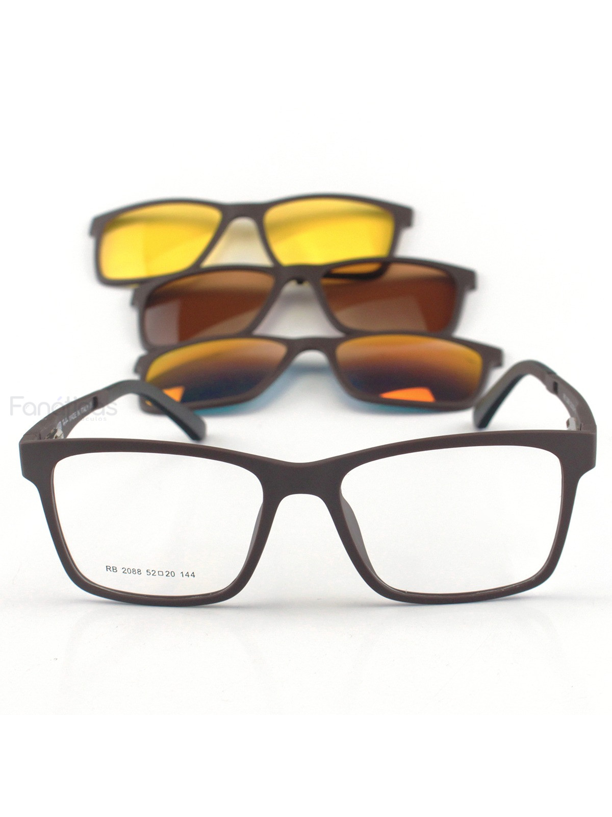 Armacao de Óculos Clipon RB2126 4 Lentes Marrom