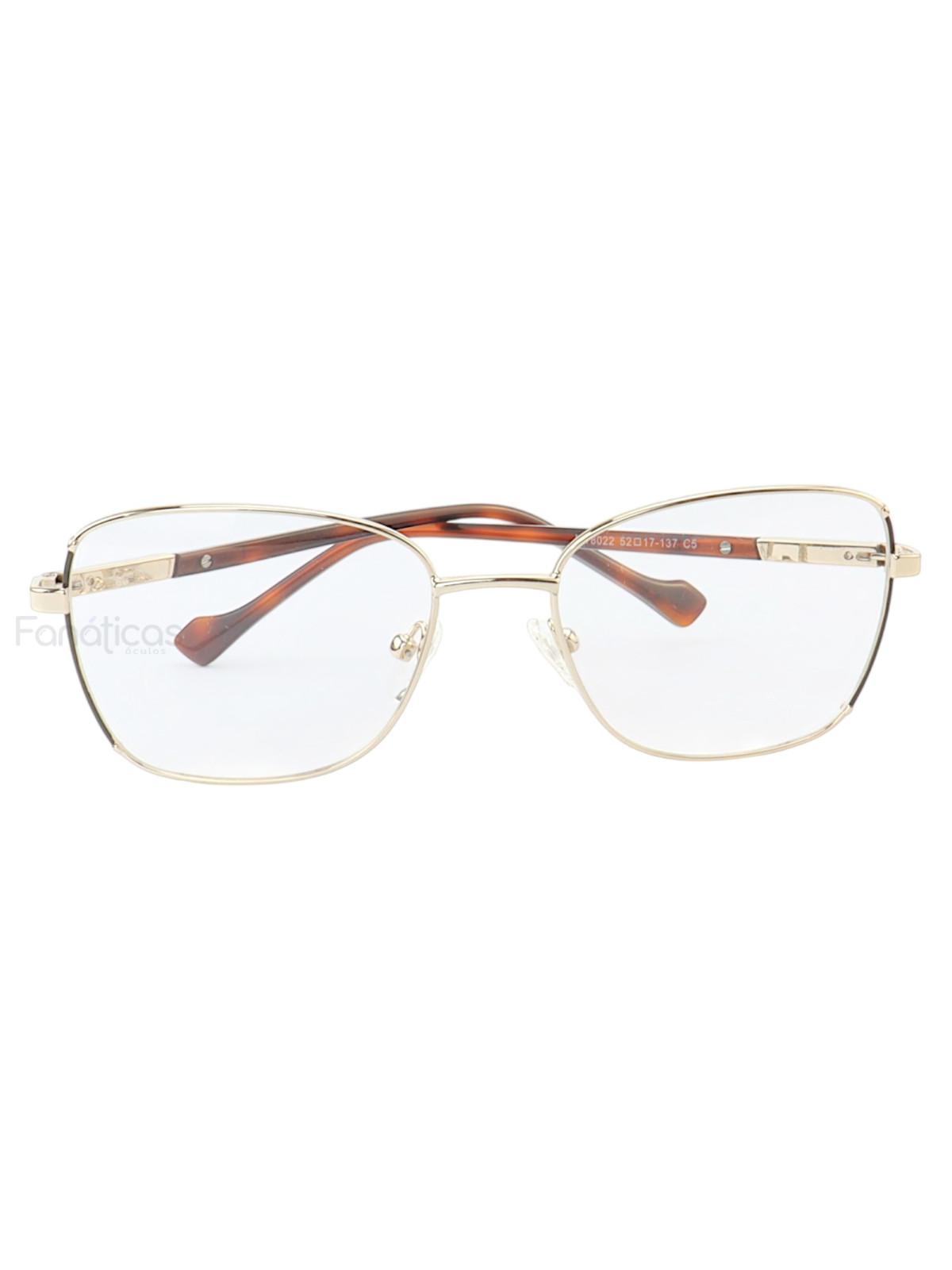 Armação de Óculos Oval MT8022 Dourado e Marrom