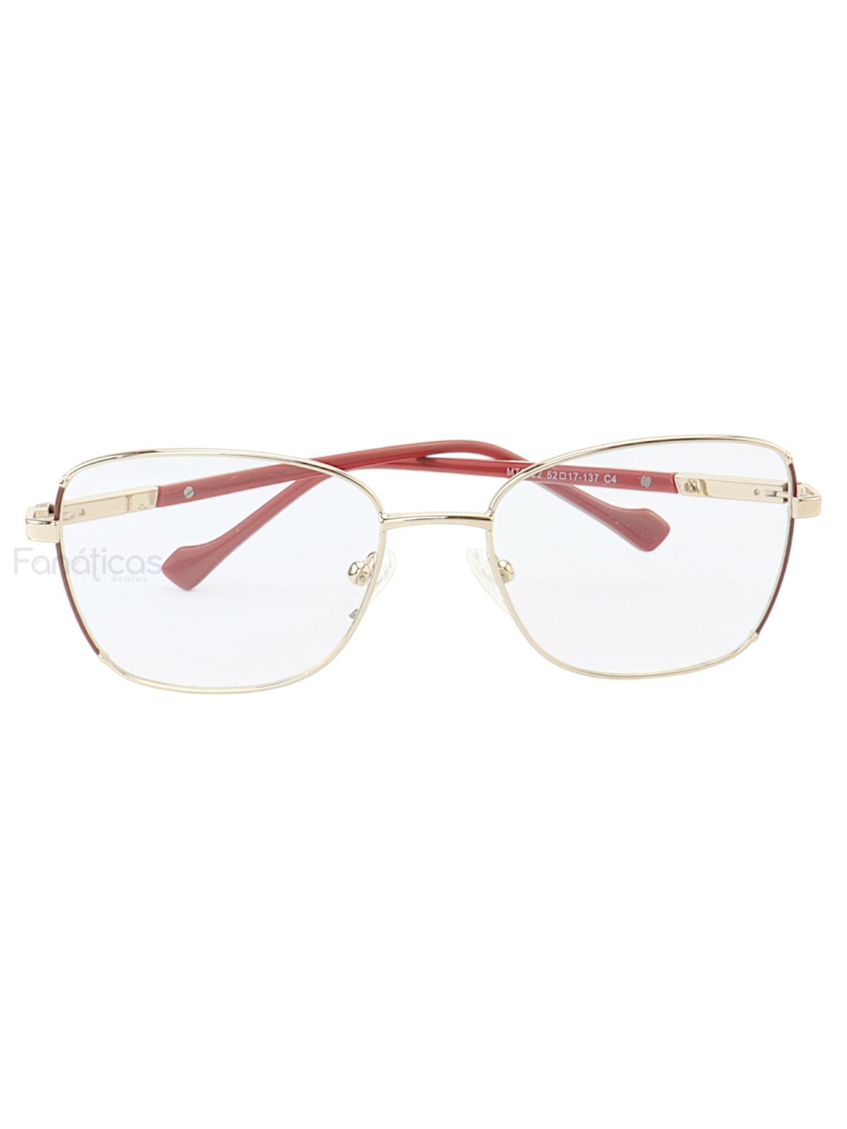 Armação de Óculos Oval MT8022 Dourado e Vermelho