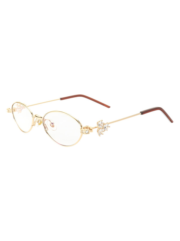 Armação de Óculos Oval RM0837 Diamond Dourado e Marrom