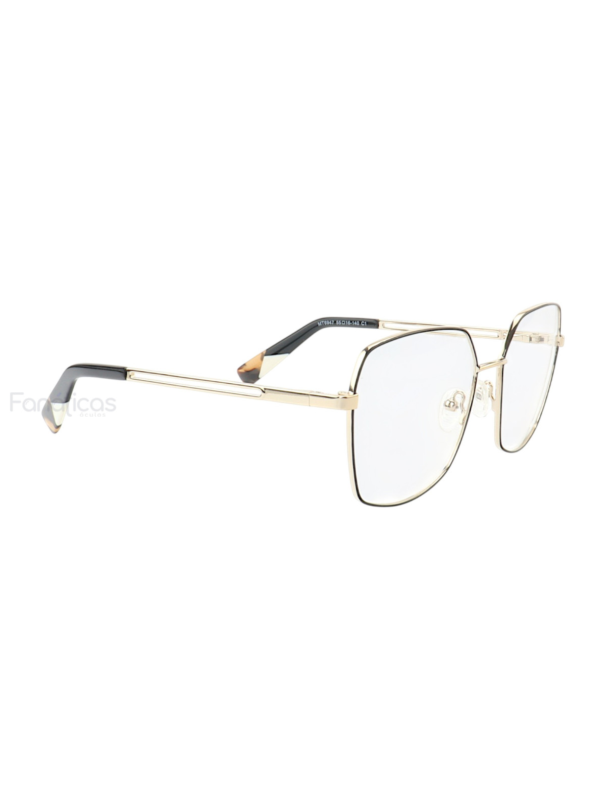 Armação de Óculos Quadrado MT6947 Dourado e Preto