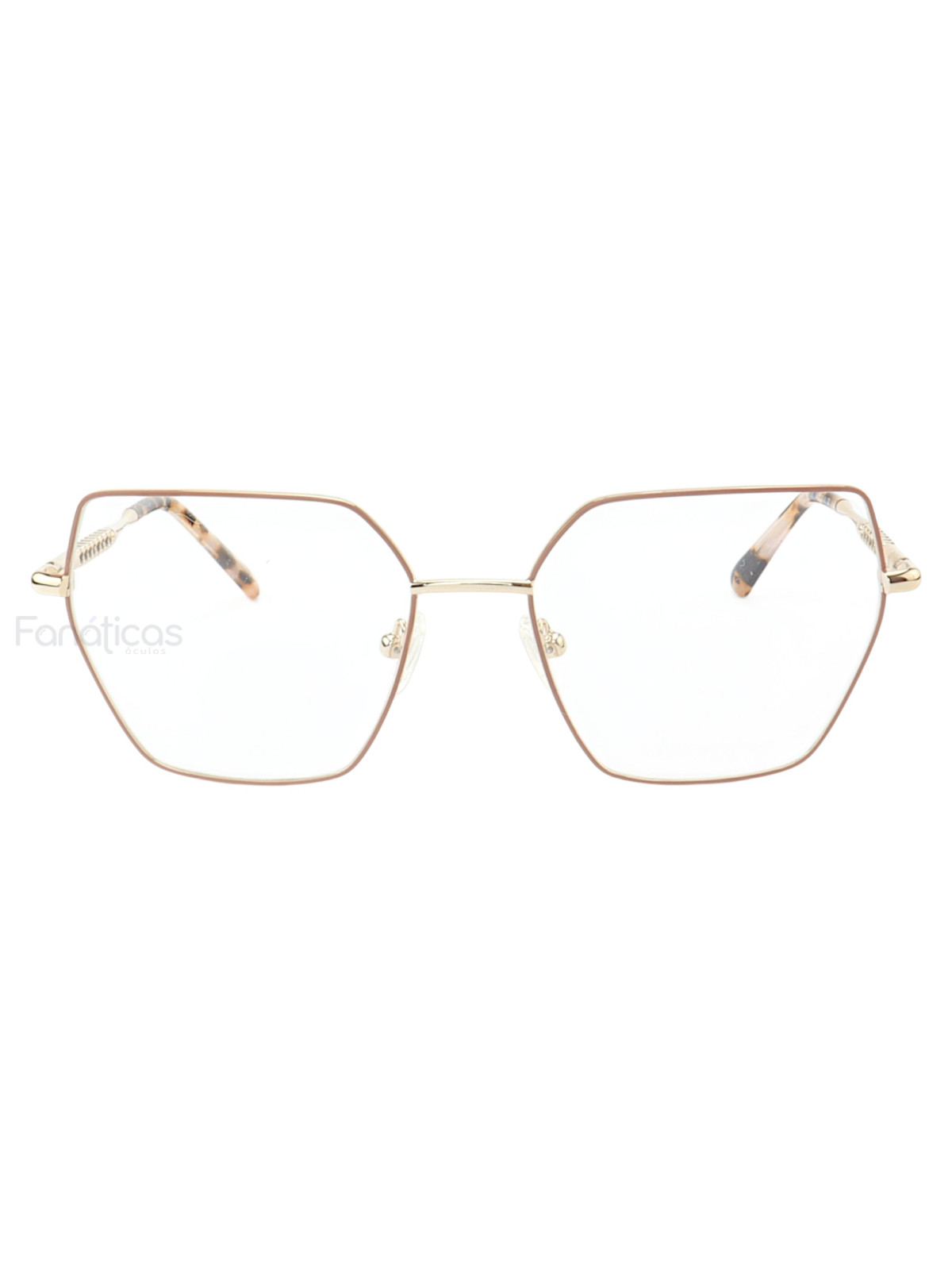 Armação de Óculos Quadrado MT6985 Dourado e Nude