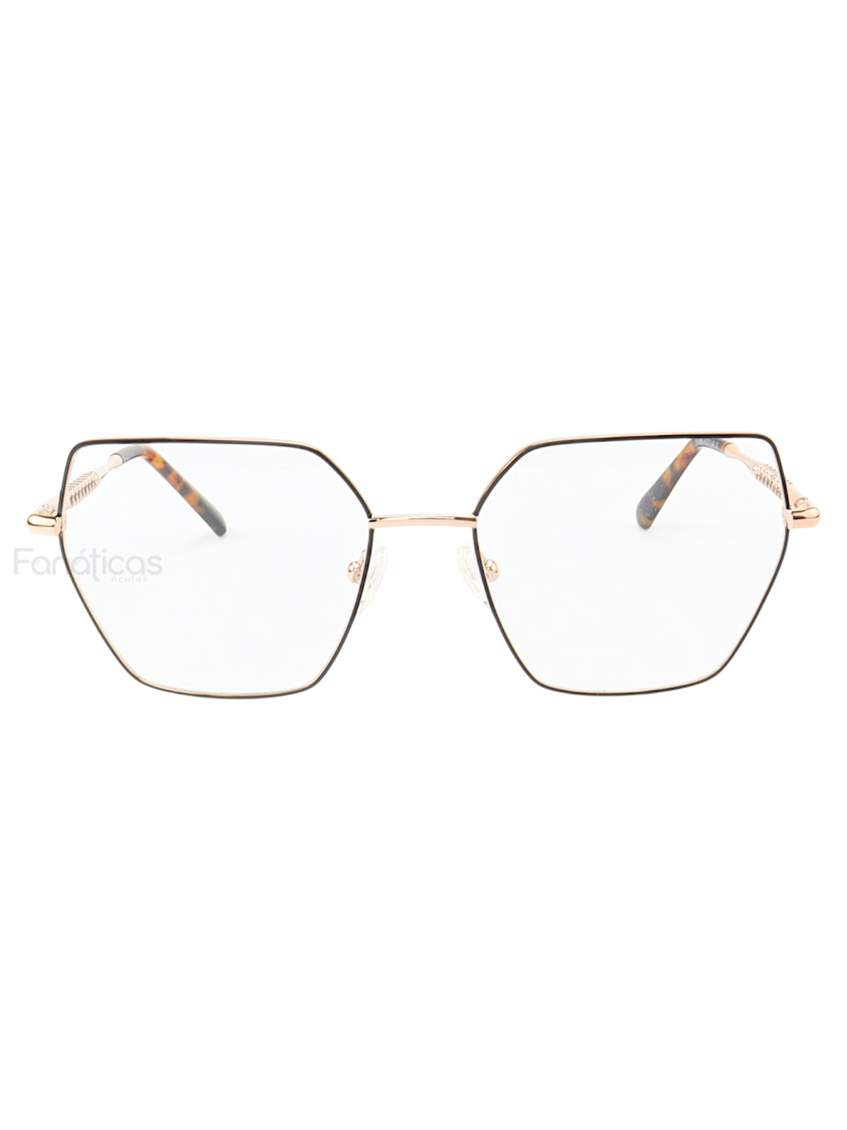 Armação de Óculos Quadrado MT6985 Dourado e Preto Tartaruga