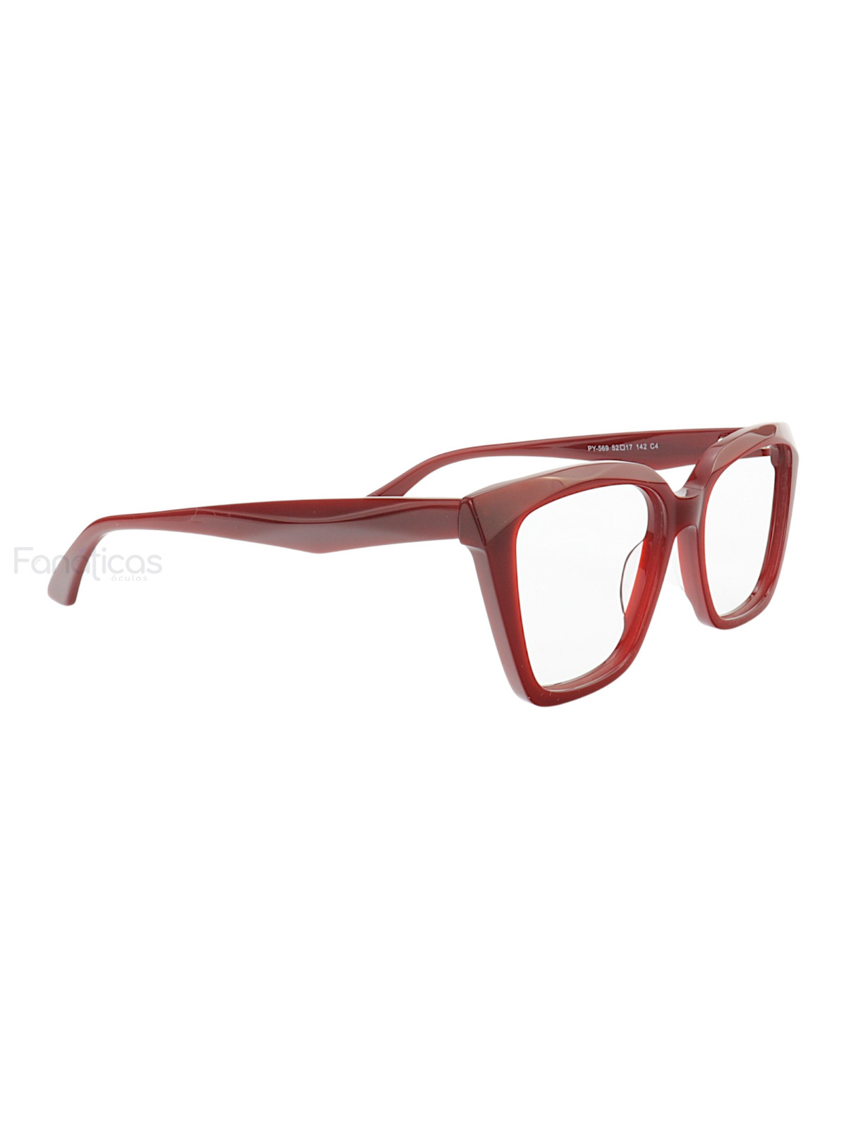 Armação de Óculos Quadrado PY569 Vermelho