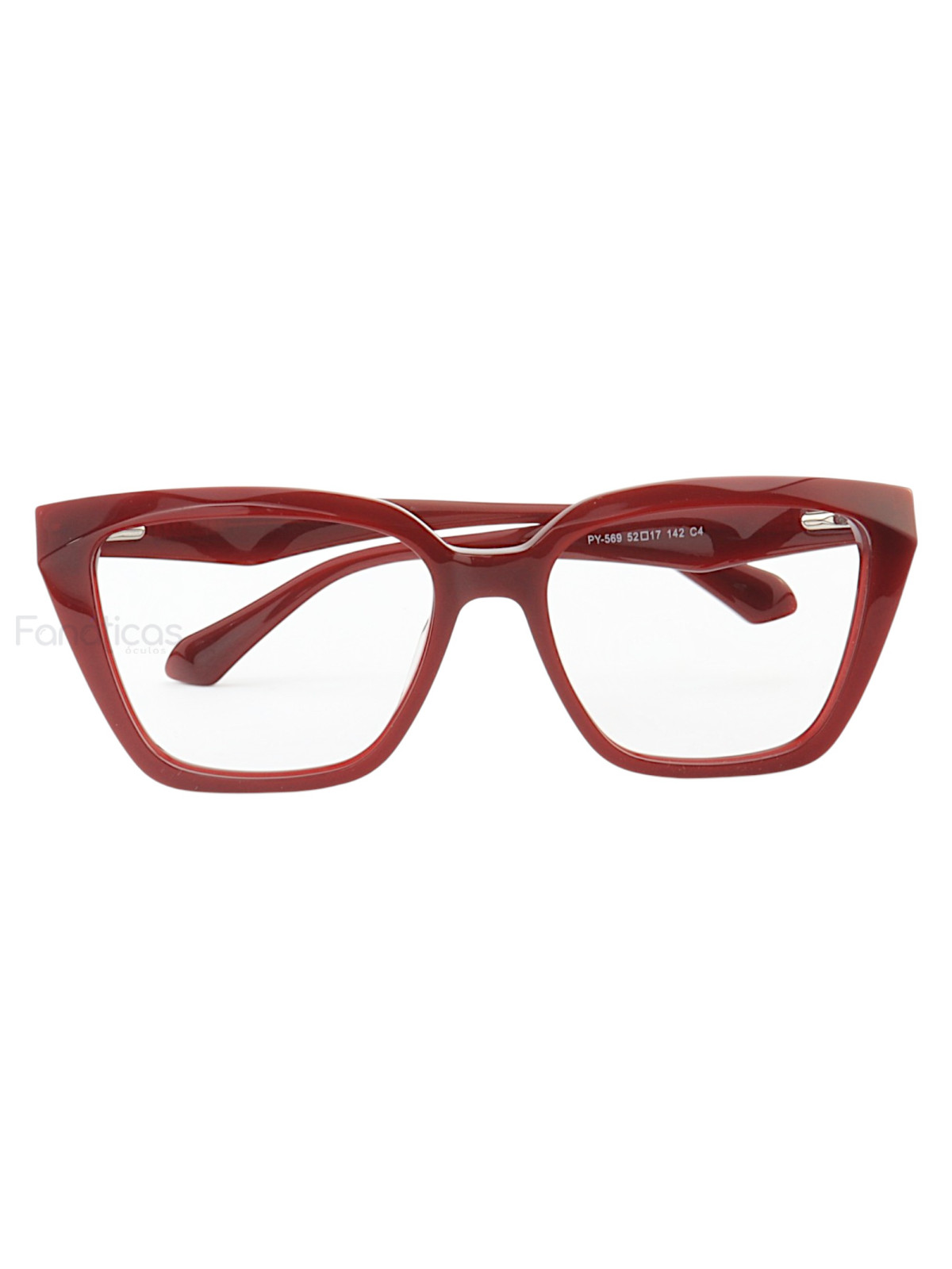 Armação de Óculos Quadrado PY569 Vermelho