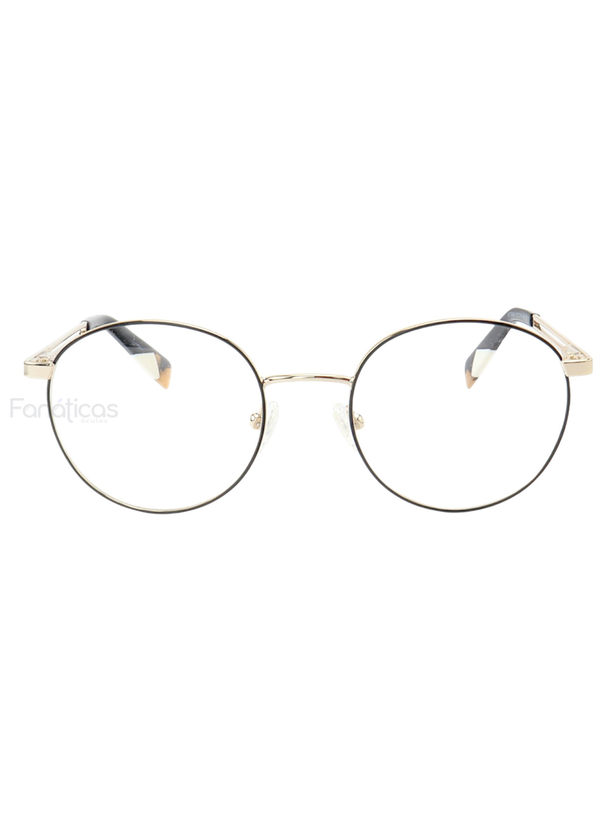 Armação de Óculos Redondo MT6948 Dourado e Preto