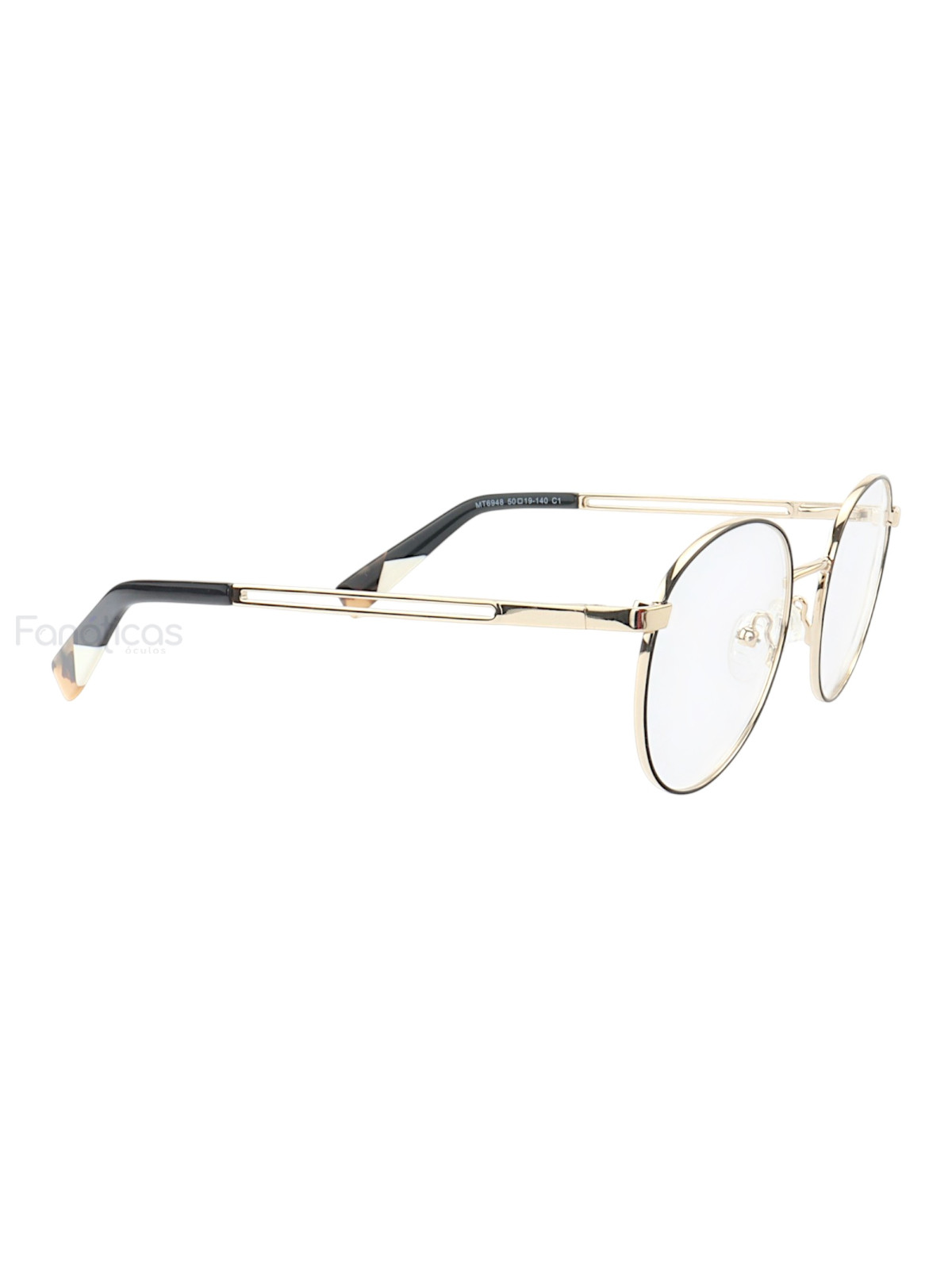 Armação de Óculos Redondo MT6948 Dourado e Preto