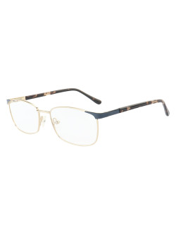 Armação de Óculos Retangular MT6913 Dourado e Azul Tartaruga