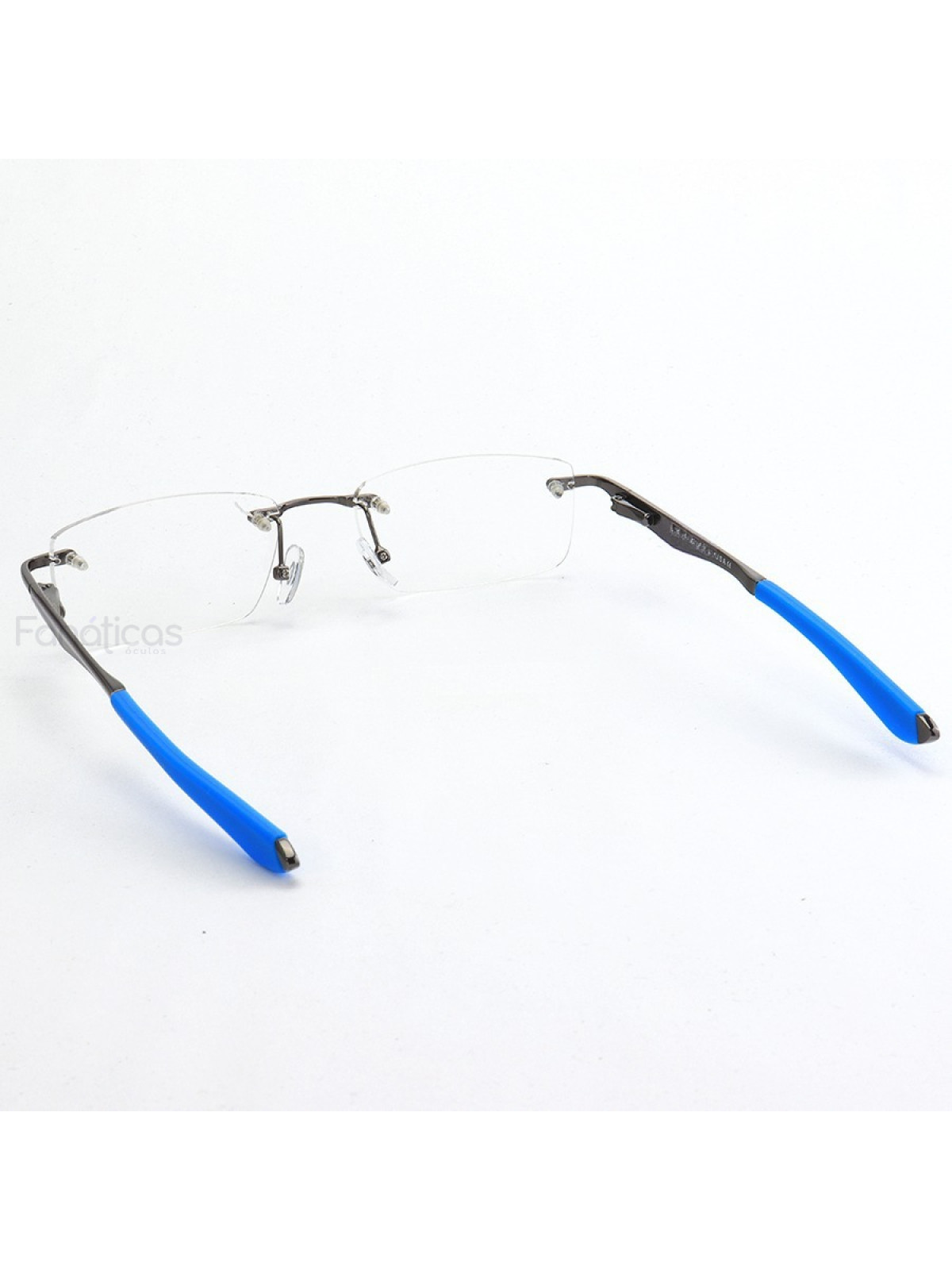 Armação de Óculos Flutuante Sem Aro Wingfold Grafite Azul Claro