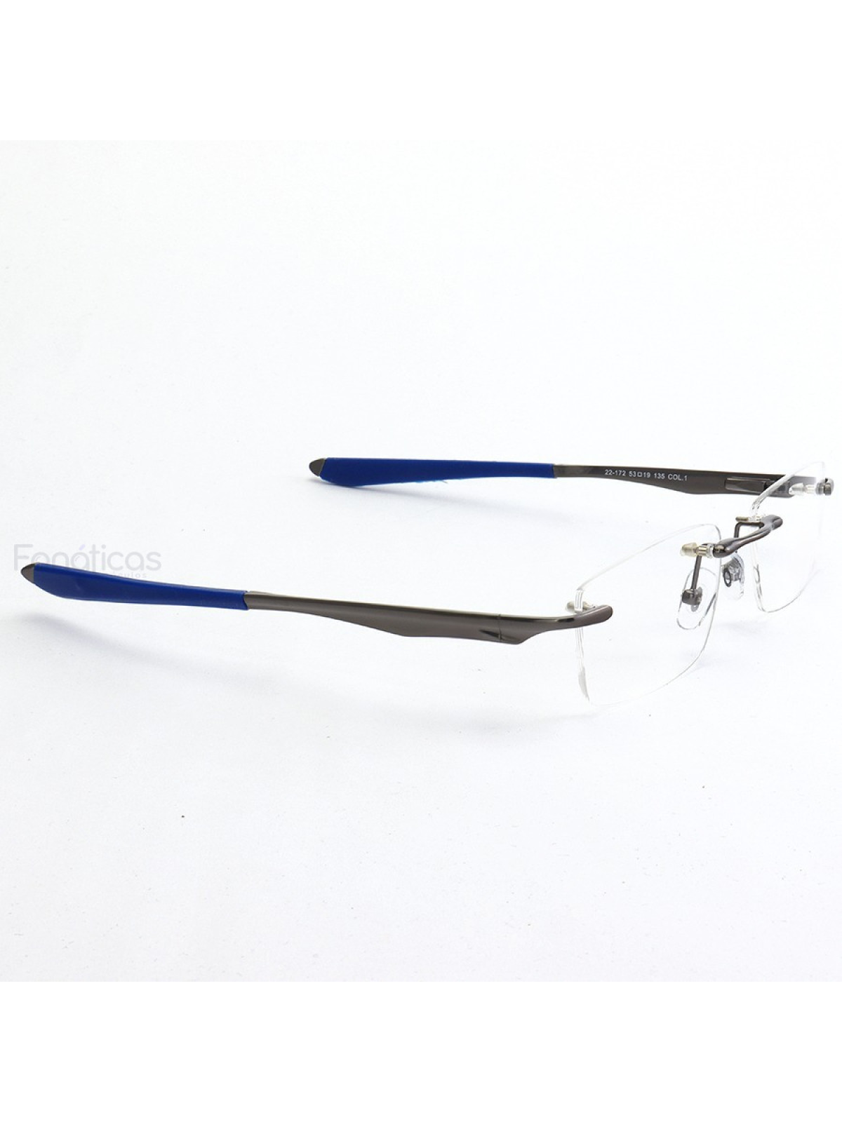 Armação de Óculos Flutuante Sem Aro Wingfold Grafite Azul Dark