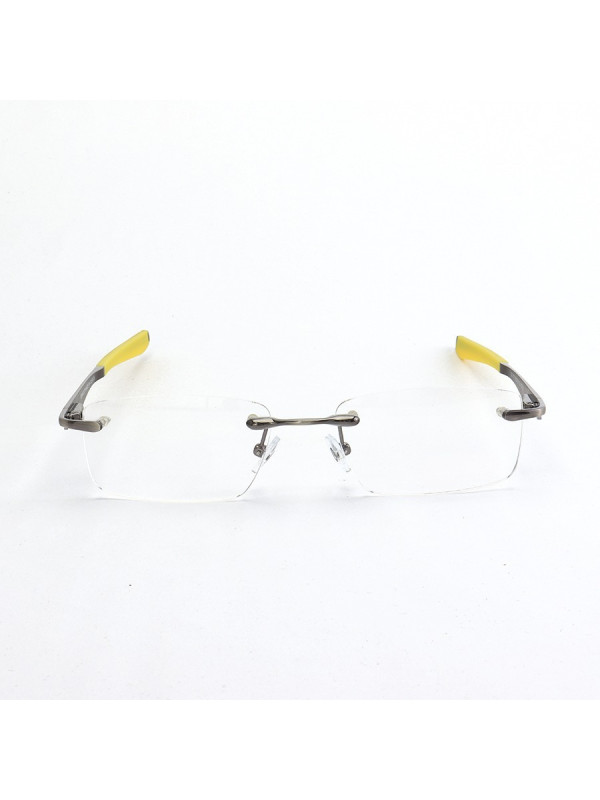 Armação de Óculos Flutuante Sem Aro Wingfold Grafite e Amarelo