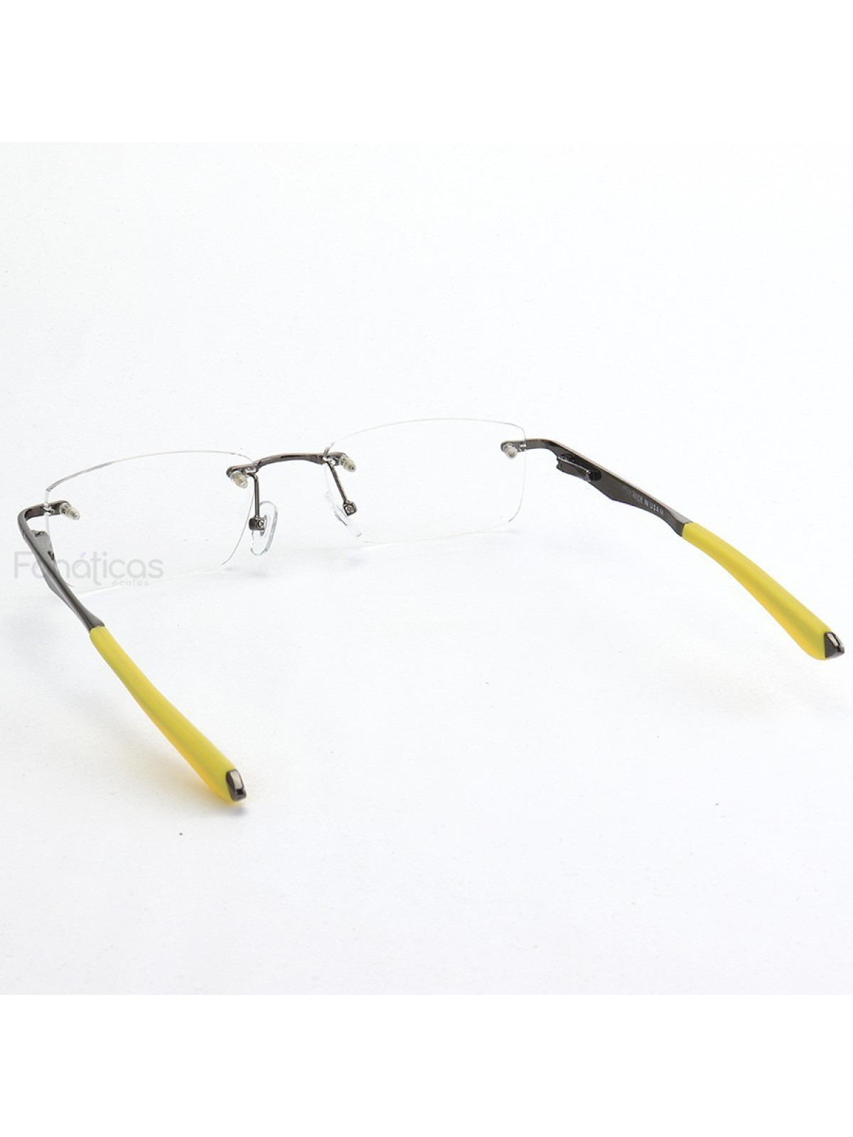 Armação de Óculos Flutuante Sem Aro Wingfold Grafite e Amarelo