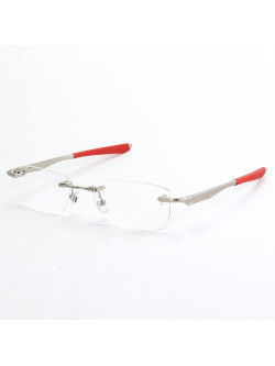 Armação de Óculos Flutuante Sem Aro Wingfold Prata e Vermelho