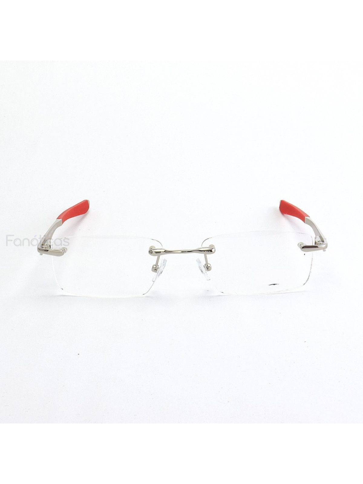 Armação de Óculos Flutuante Sem Aro Wingfold Prata e Vermelho
