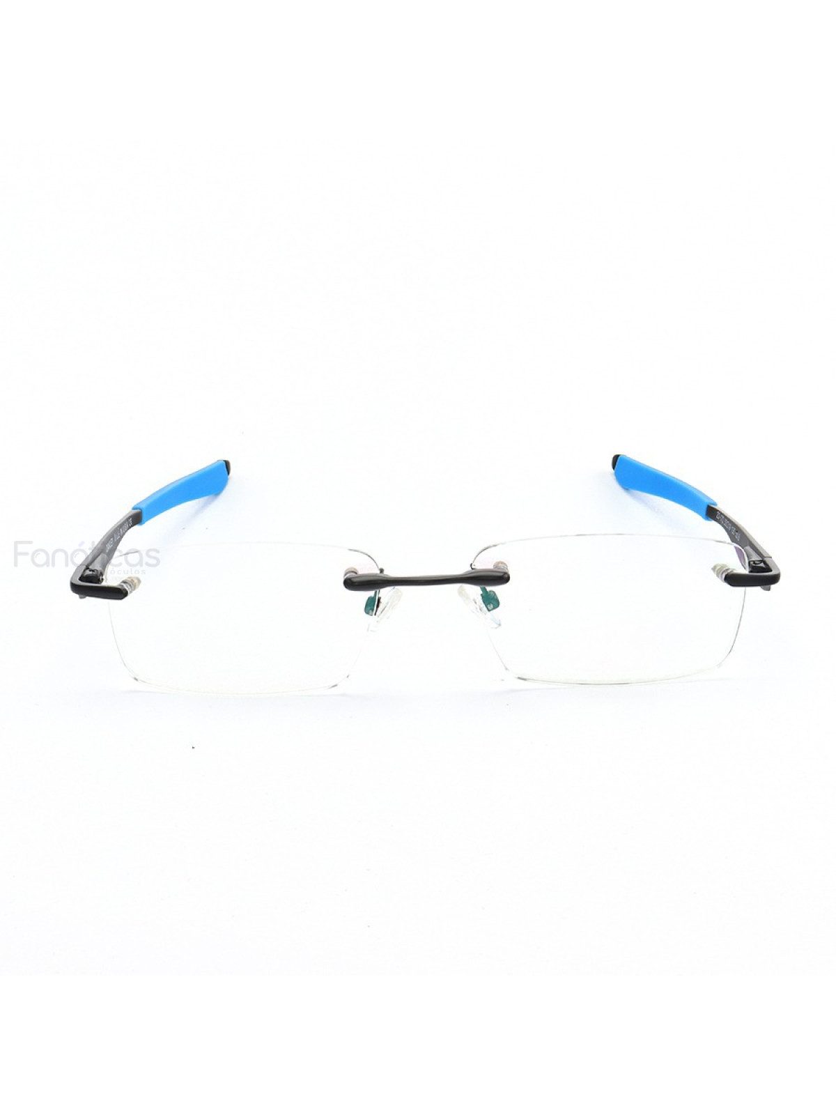 Armação de Óculos Flutuante Sem Aro Wingfold Preto e Azul Claro