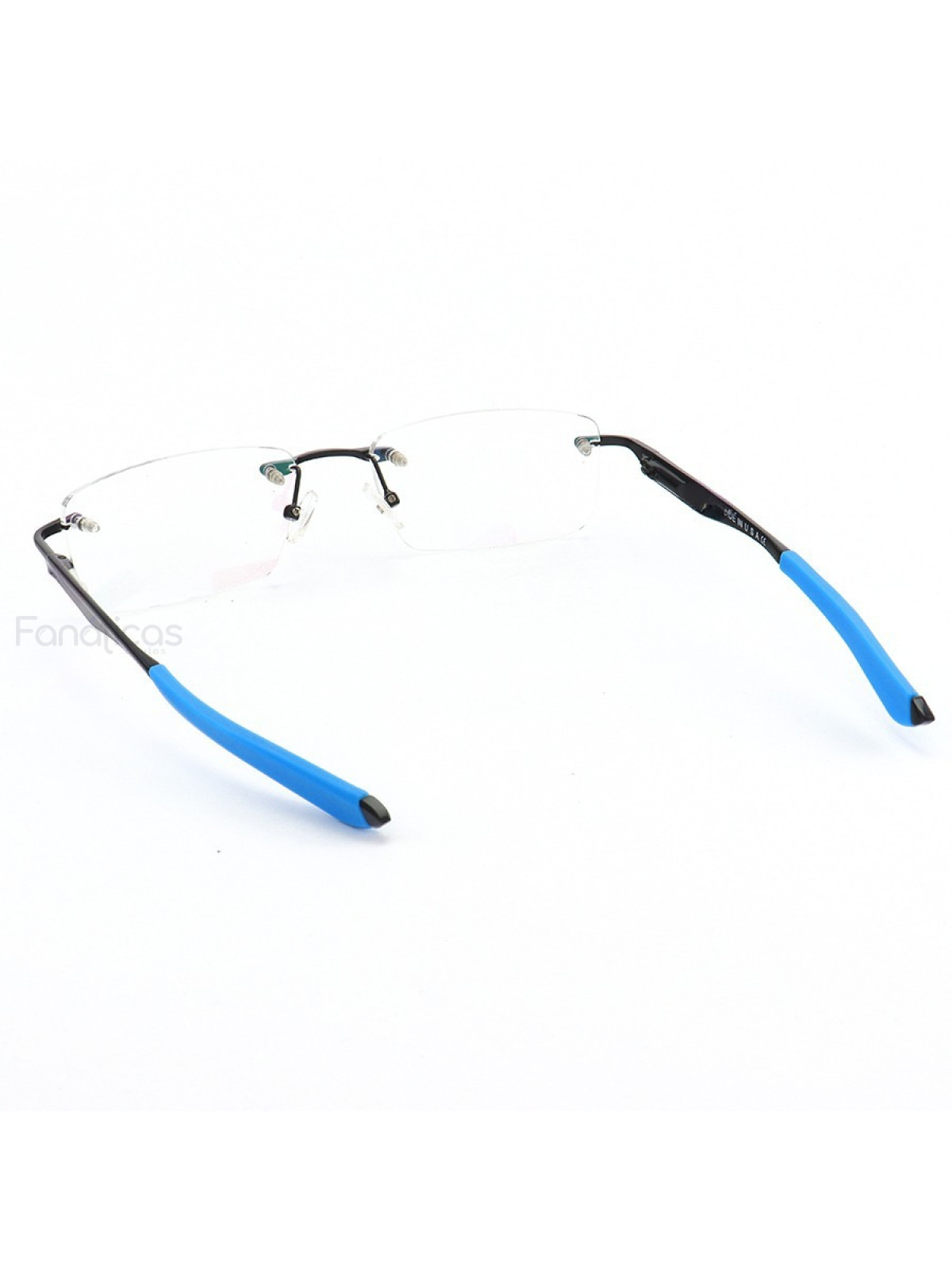 Armação de Óculos Flutuante Sem Aro Wingfold Preto e Azul Claro