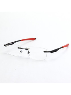 Armação de Óculos Flutuante Sem Aro Wingfold Preto e Vermelho