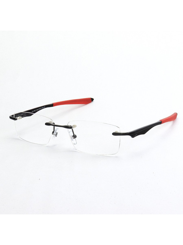 Armação de Óculos Flutuante Sem Aro Wingfold Preto e Vermelho