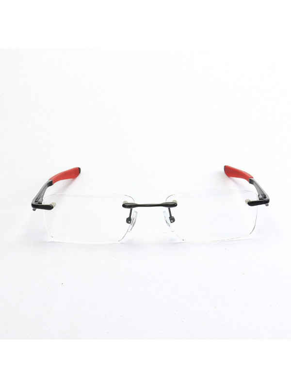 Armação de Óculos Flutuante Sem Aro Wingfold Preto e Vermelho
