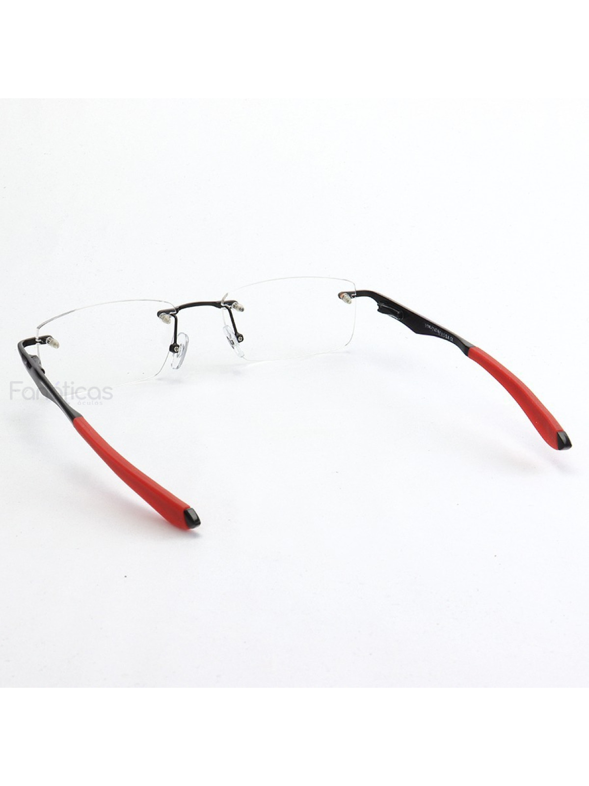 Armação de Óculos Flutuante Sem Aro Wingfold Preto e Vermelho