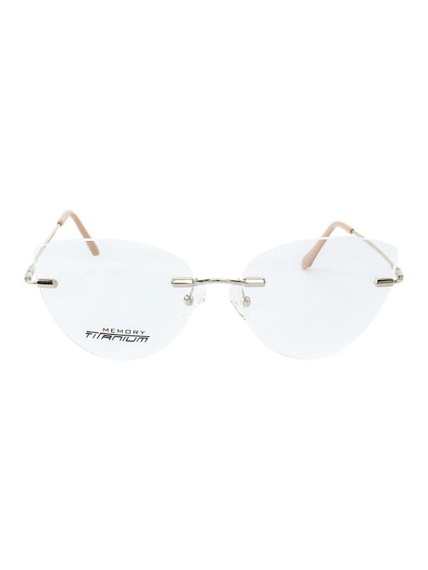 Armação de Óculos Gatinho Balgriff Memory Titanium MT6845 Prata e Rosa