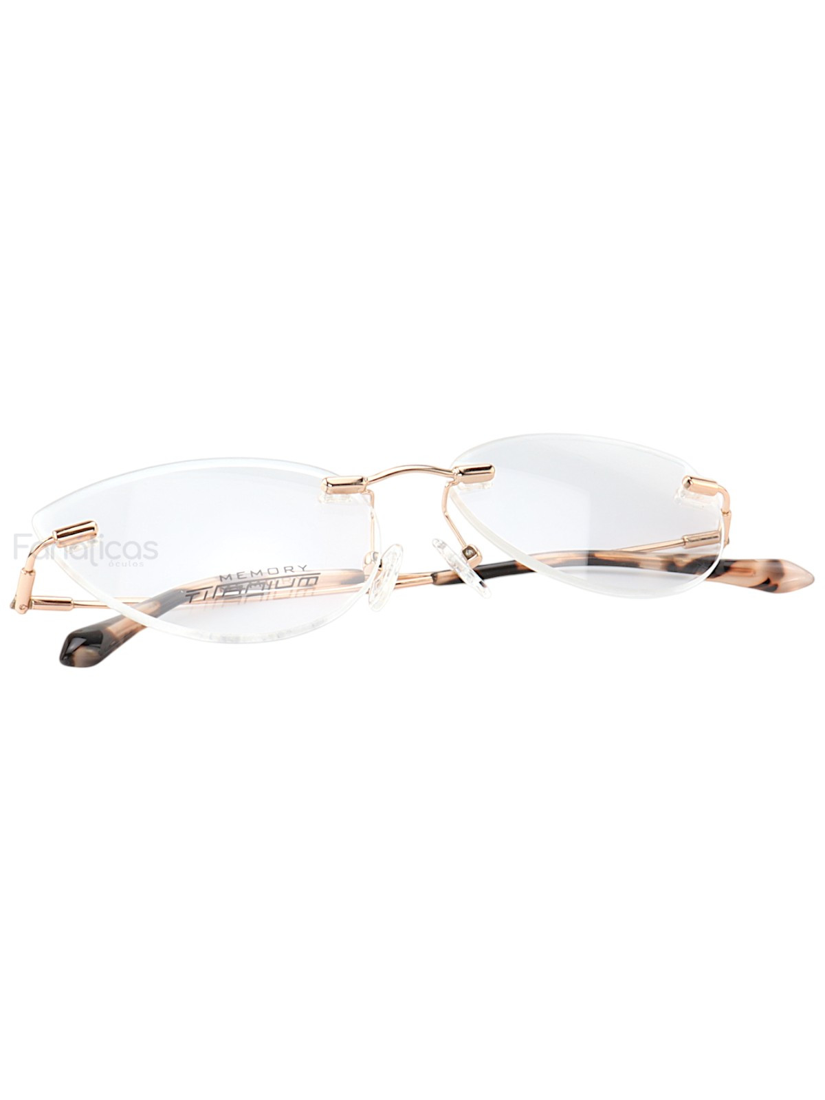 Armação de Óculos Gatinho Balgriff Memory Titanium MT6845 Prata e Rosa